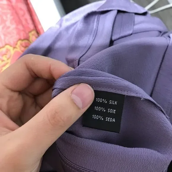 Ellen Tracy Women Purple 100% Silk Sleeveless Tops - Picture 3 of 4